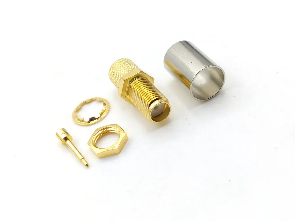 

100pcs brass RG6 RP-SMA female connector crimp Cabl for RG6 RG5 LMR300 5D-FB Cable