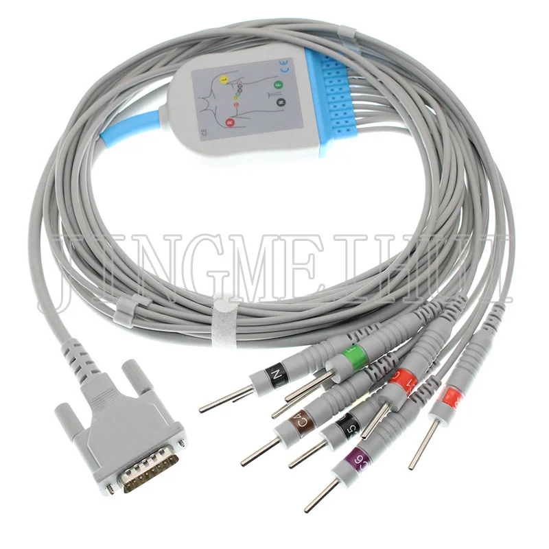 Compatible with Schiller AT1/2/4 Biomedica P80 Mortara ELI 250 ELI 150 ECG EKG 10-Lead cable,10kohm Resistance,IEC or AHA ,3m.