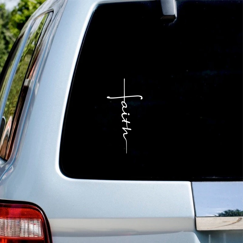 Faith Cross Decal Christian Religious Vinyl Sticker Car Window Decor ,  Women\'s Christian Laptop Decals for Apple MacBook Decor