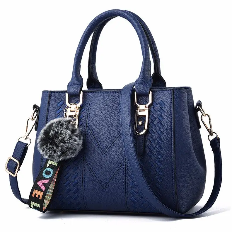 Borduren Messenger Bags Dames Leren handtassen Tassen voor dames Sac a Main Dames haarbal handtas
