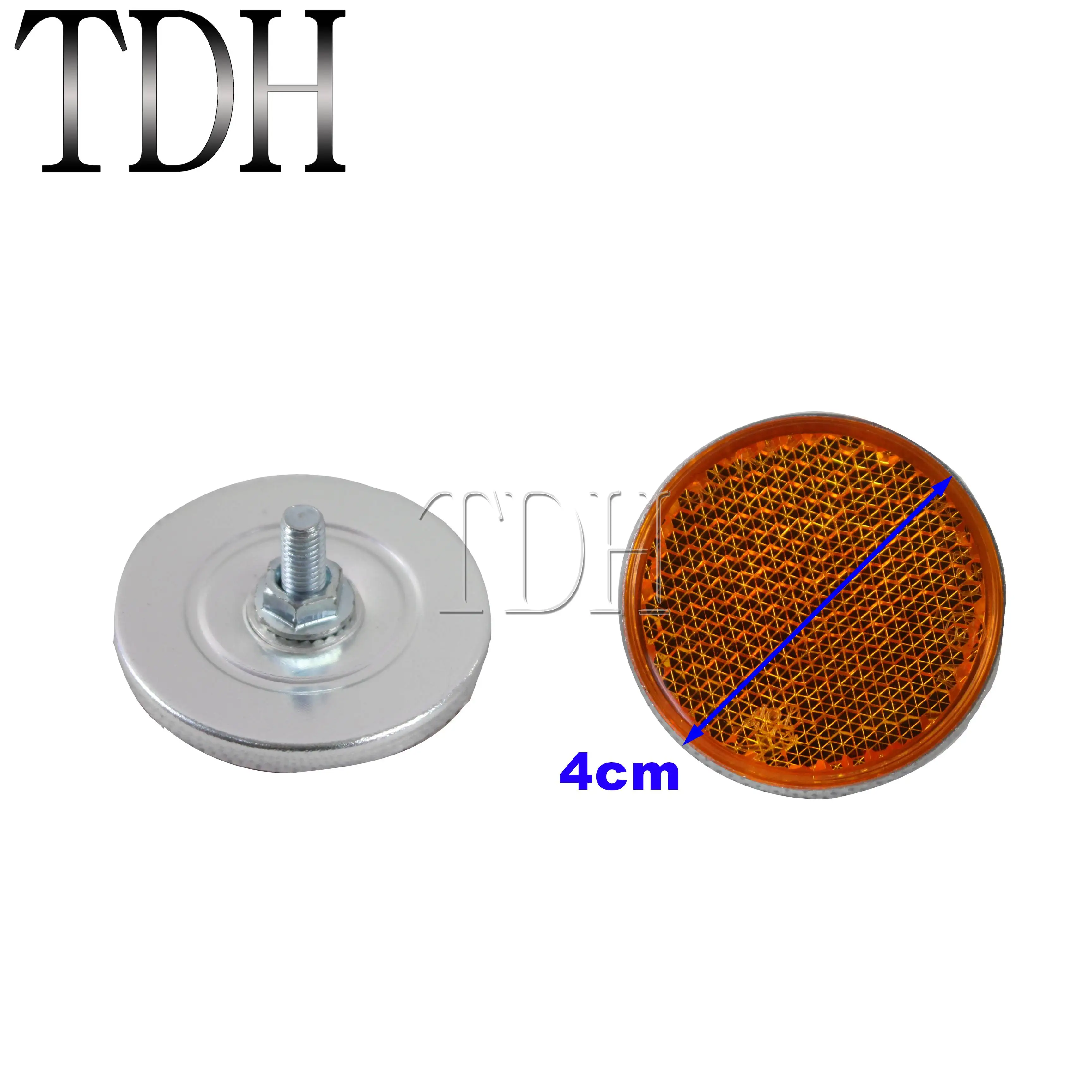 40mm Round Red And Amber Motorcycle Reflector With Mounting Screw On Back Bolt Stud Fixing Warning Reflectors Sign