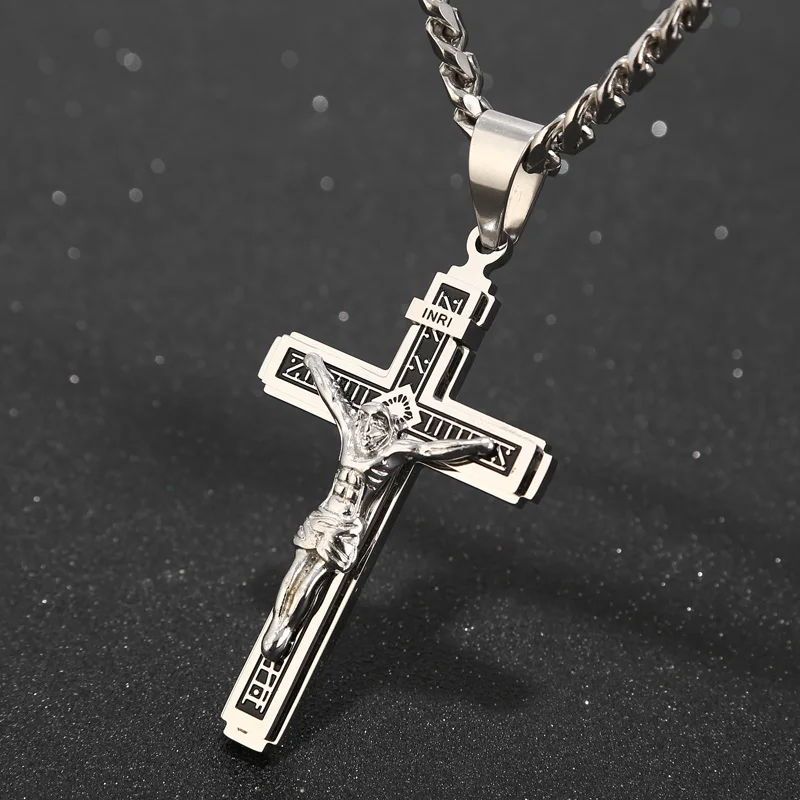 

High Quality Stainless Steel Pendant Multilayer Cross Christ Jesus Christ Crucifix For DIY Jewelry Making Findings