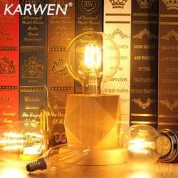 Retro Edison LED żarówka z żarnikiem E27 E14 lampa 220V-240V 2W 4W 6W 8W C35 G45 A60 ST64 G80 G95 szklana bańka W stylu Vintage świeca światła