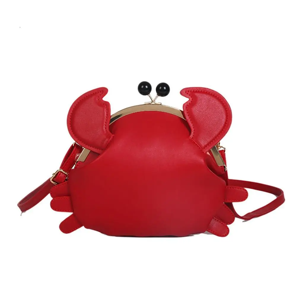 Shoulder Bag Women\'s Bag Funny Crab Shape Solid Color Lady Faux Leather Twist Lock Crossbody Women\'s Shoulder Bag Fashion