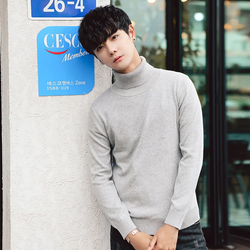 Men Knitted Sweater 100% Cotton Warm High Collar Keep Warm Comfortable 4 Colors Picked Good Fabric Factory OEM Best Price 1230.