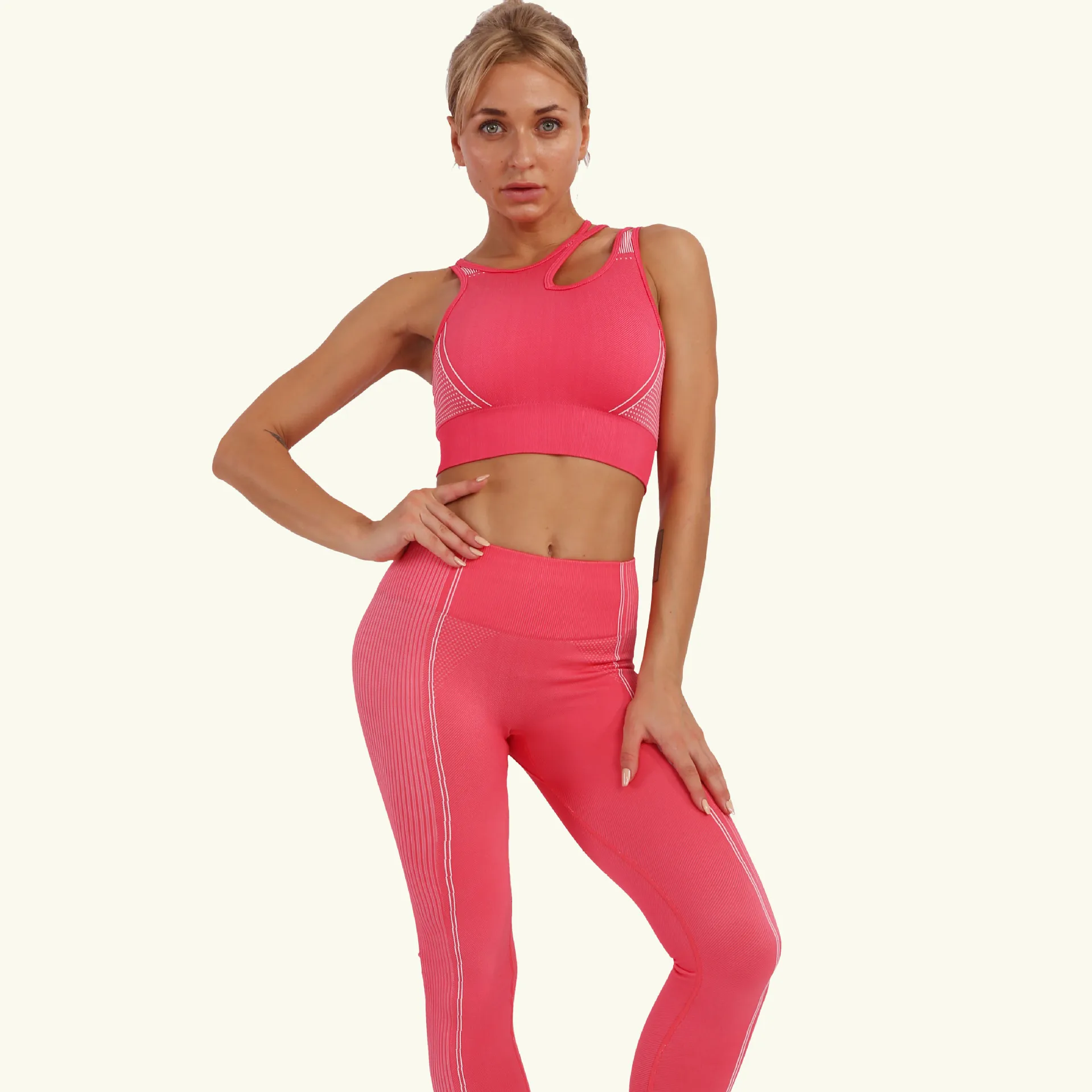 Yoga Clothes Suit Female Gym Clothes Athletic Pants Suit Yoga Sets Shock-resistant Bra