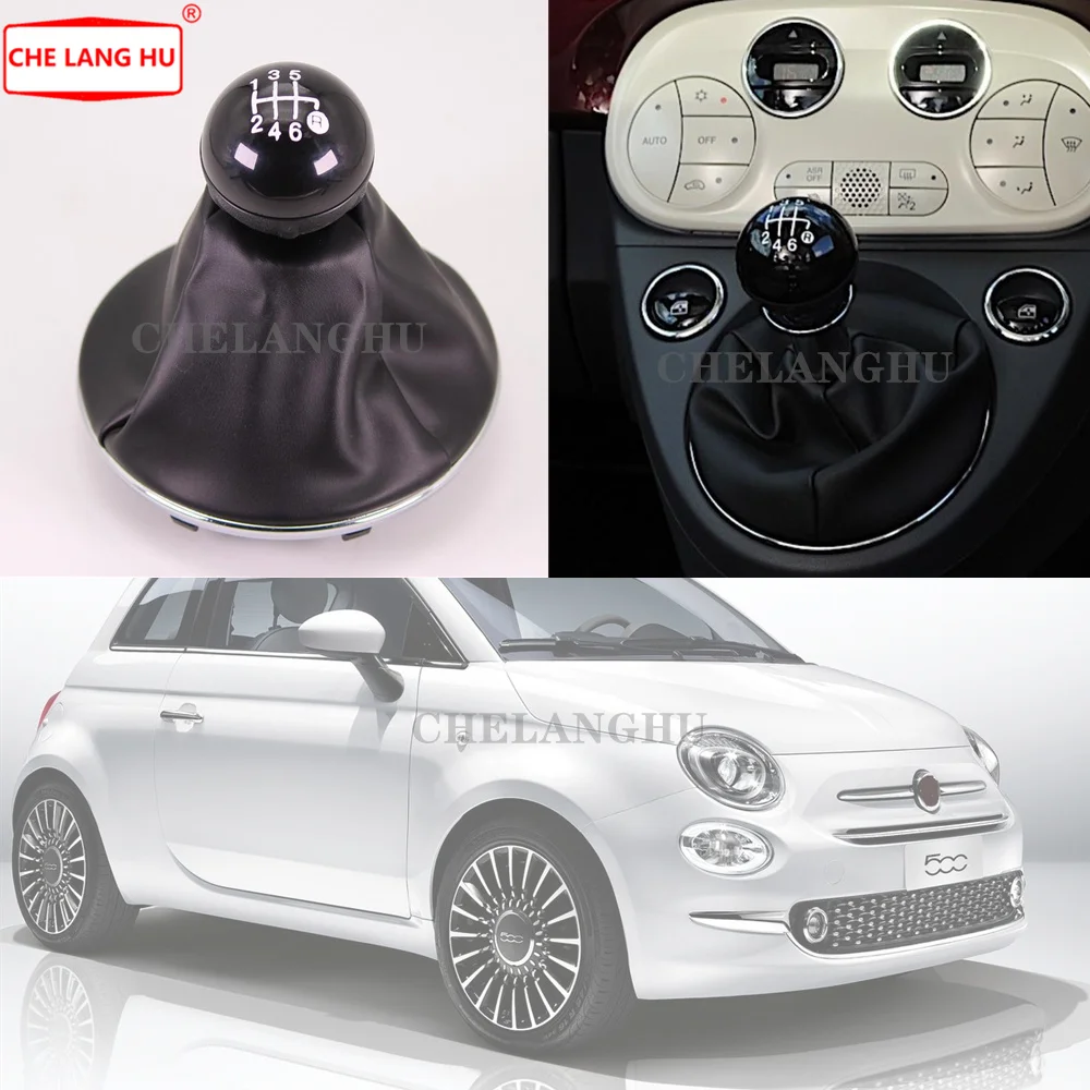 

For Fiat 500 500C 2016 2017 2018 2019 Car-styling 6 Speed Gear Shift Stick Knob Level With Leather Boot