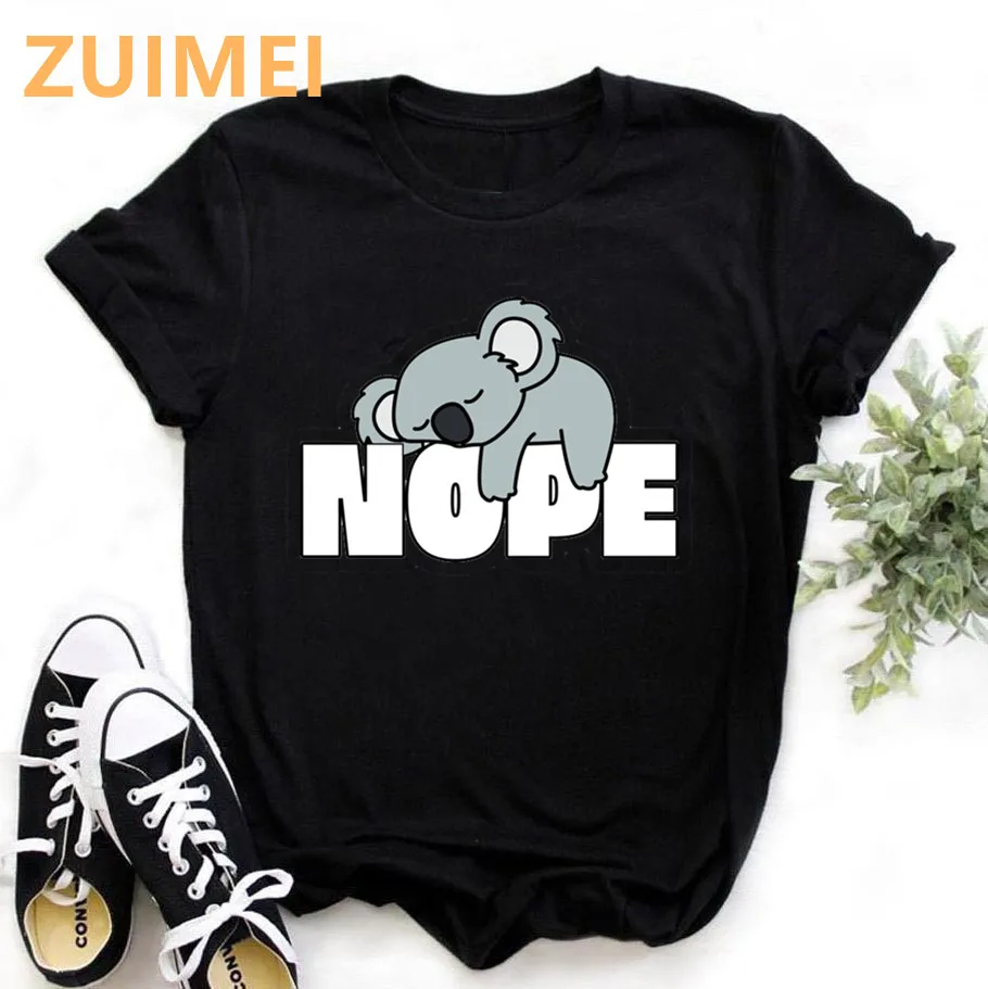 Funny Koala My Puns Are Nope Print Harajuku Top Women T-shirt Casual ladies basic O-collar Short Sleeved T-shirt Girl,Drop Ship