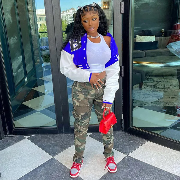 New Baseball Fashion Fall Jackets For Women 2025 Patchwork Button Black Crop Top Brown Jackets Coats Red Varsity Bomber Jacket