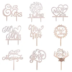 1 pz topper per torta nuziale in legno Mr & Mrs appena sposato decorazione sposa sposo decorazioni per torta nuziale fai da te forniture per feste di fidanzamento