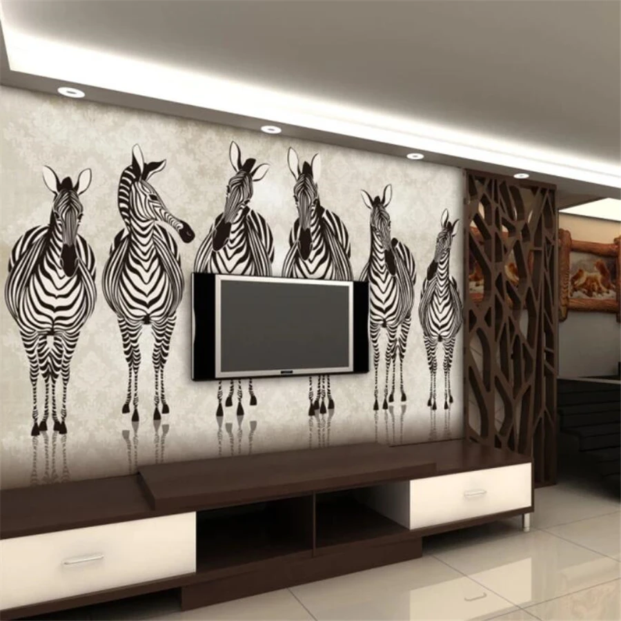 wellyu Custom large wallpaper 3D mural zebra TV background wall living room bedroom wallpaper home decoration mural