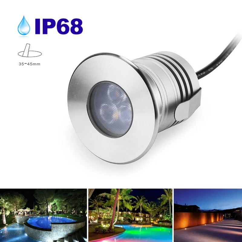 12PCS IP68 Waterproof Underwater Spots LED DC12V 24V 3W Pond Waterfall Fountain Spa Sauna Spotlight Outdoor Swimming Pool Light