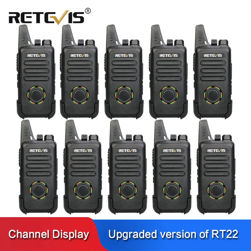 RETEVIS RT22S Mini Walkie Talkie 10szt 2W UHF VOX Ukryty wyświetlacz Poręczny dwukierunkowy komunikator radiowy Walkie-talkie Hotel