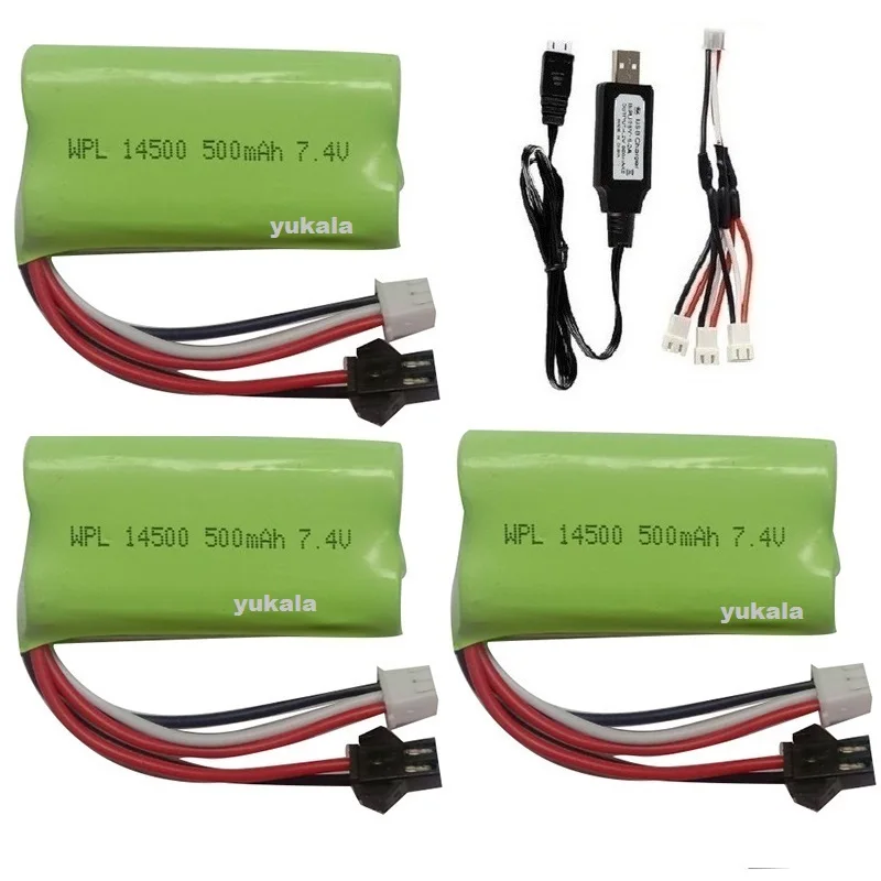 7,4 V 500mAh 2S Li-Ion Batterie/ladegerät Für MN45 WPL D12 D90 RC Auto Boot Pistole 2s Lipo Batterie Mit Ladegerät RC Auto Zubehör 14500