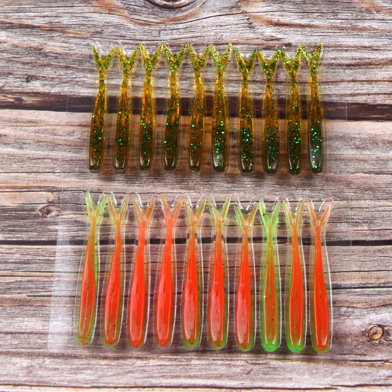 10Pcs 포크 테일 지그 소프트 루어 75mm 1.8g 소금 새우 냄새 워블러 인공 실리콘 소금 새우 미끼 잉어 음영 낚시 태클