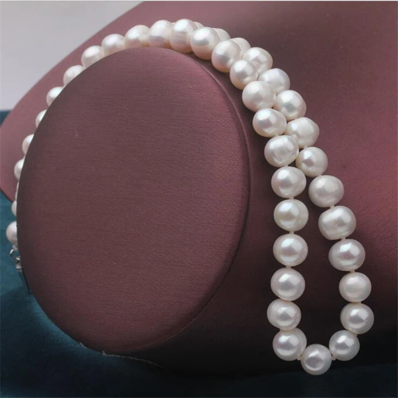 Beautiful hot sale natural white pearl beads freshwater cultured 8-9mm jewelry necklace for women mother best gifts 18inch B98