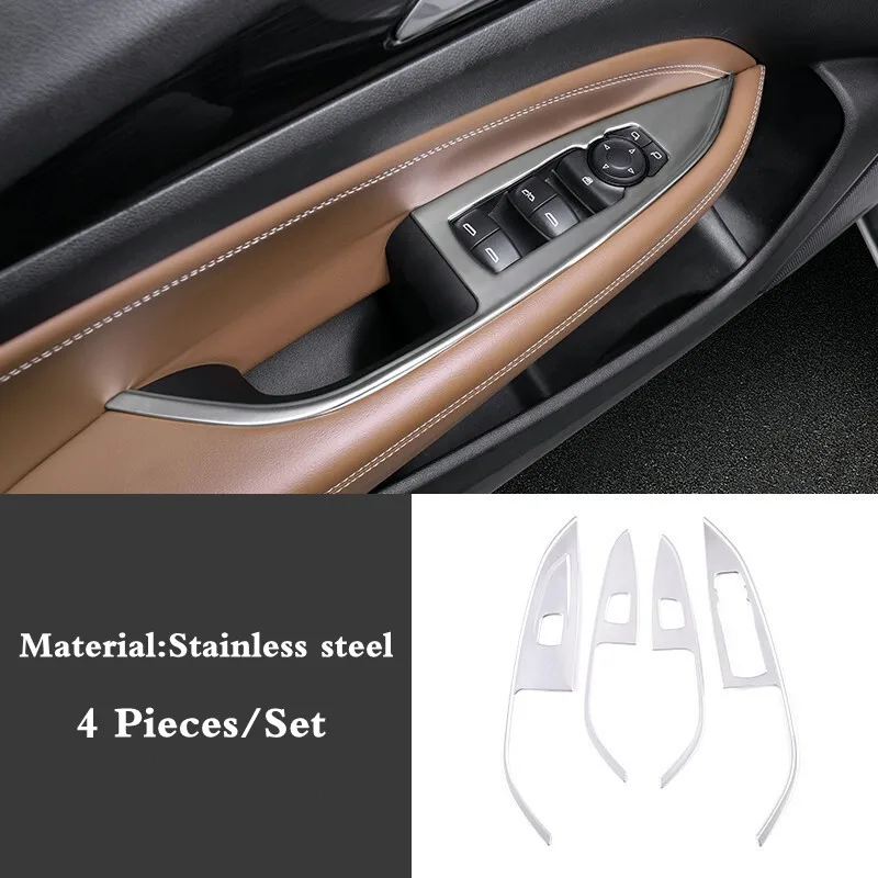 

For Buick Regal 2017 2018 2019 Stainless steel car accessories LHD Door Window glass Lift Control Switch Panel cover trim 4pcs