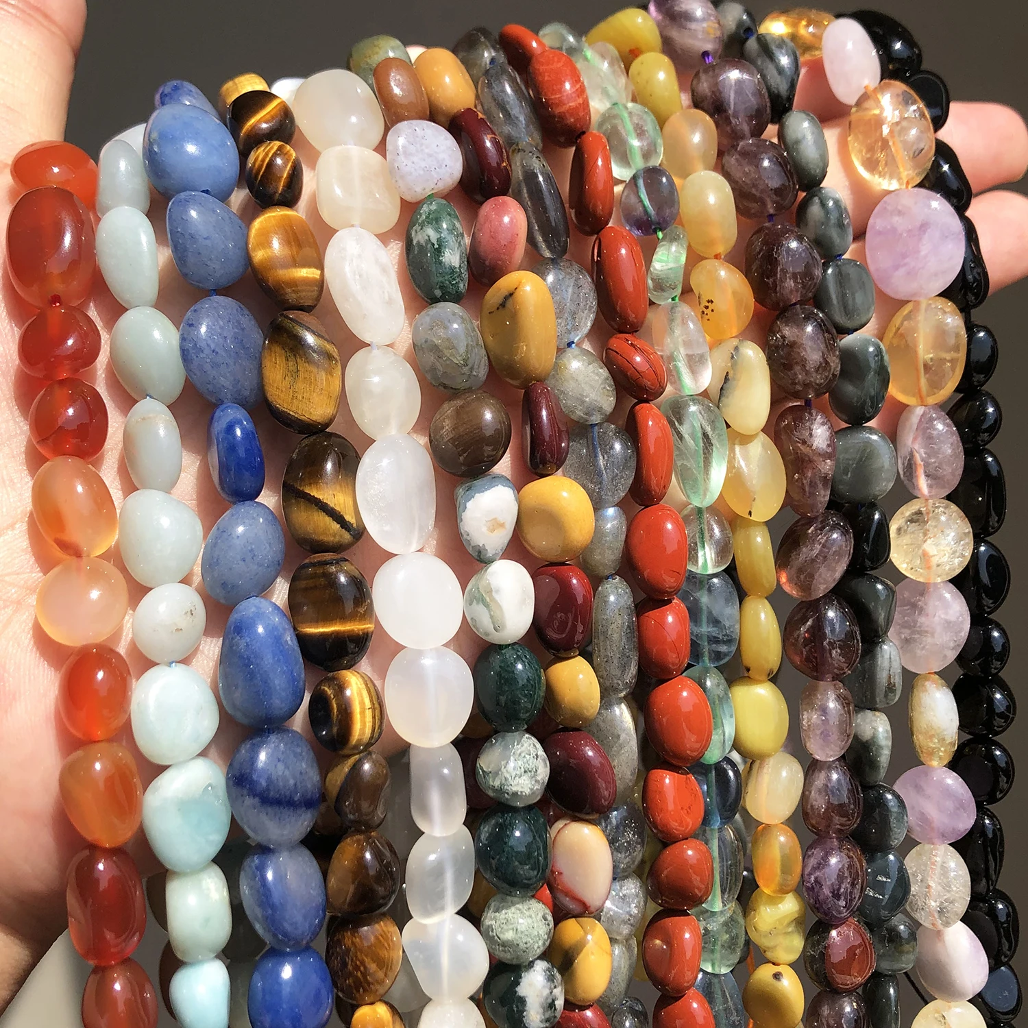 8-10mm Natural Irregular Agates Aventurine Moonstone Labradorite Mookaite Quartz Stone Beads For DIY Making Bracelet Accessories