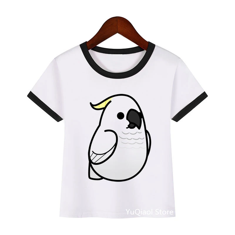 2021 lovely parrot/Cockatie bird print t-shirt girls boys cute kids clothes harajuku shirt summer tops for girls boys streetwear