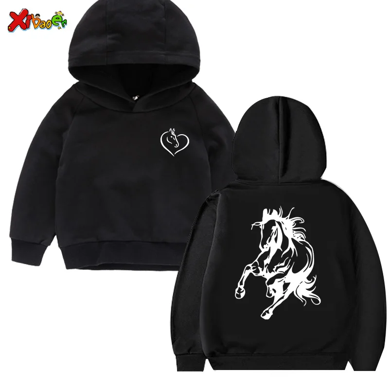 Horse Girl Hoodie Sweatshirt Kids Hooded Children's Clothing Boys Sweatshirt Toddler Baby Clothes Horse Lover Gift Girls Hoodies