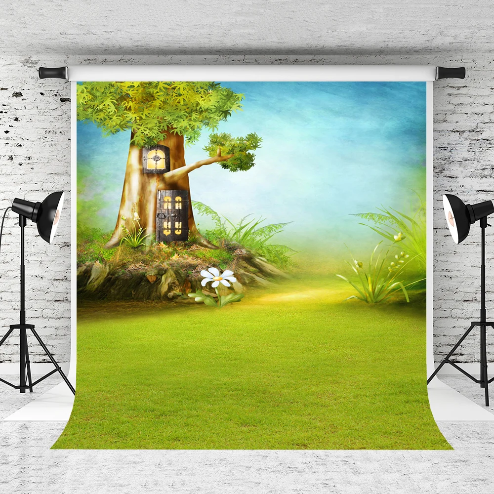 VinylBDS 200X300CM Fairy Tale Forest Photography Backdrop Green Grass Photo Background Scenery Studio Backdrop