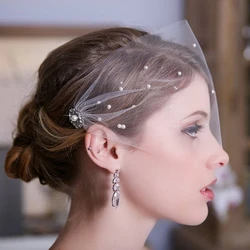 Wedding Veil 2020 Pearls Beading Bridal Veil Birdcage Veu De Noiva Accessoire Cheveux Mariage Decoration