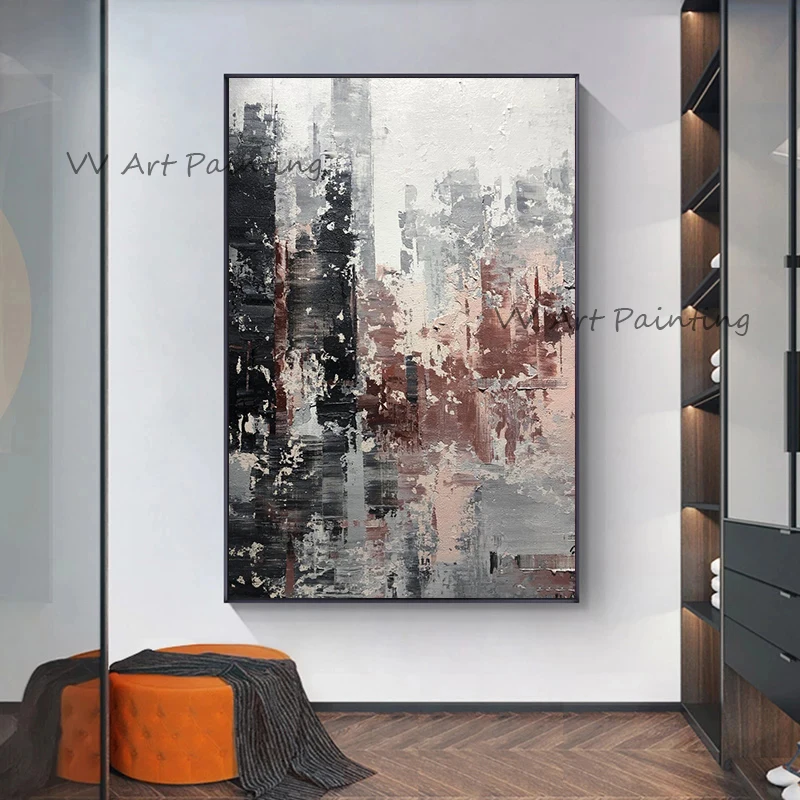 

Top Modern Abstract City Oil Painting Canvas Paintings Flowing Wall Art Handmade Wall Pictures for Living Room Tableaux Decor