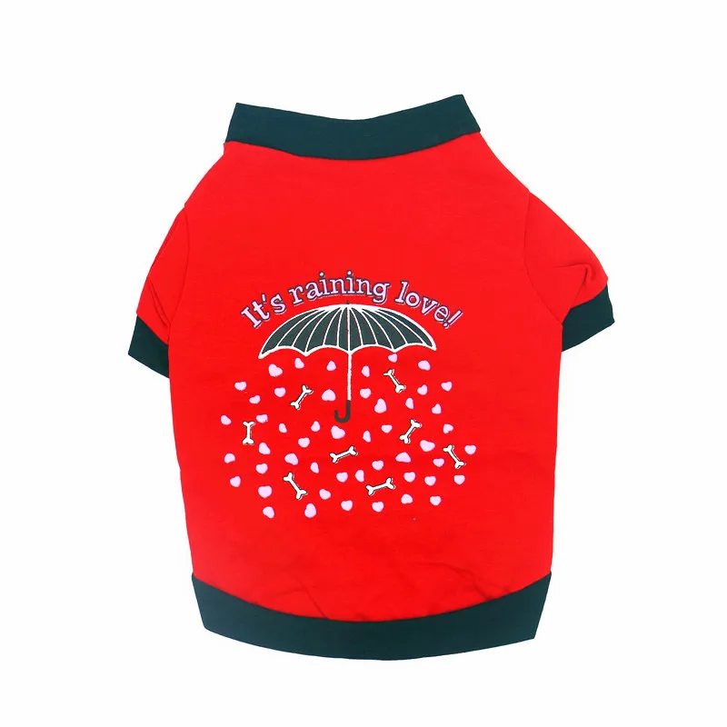 Pet Dog Clothes Small Dog Cotton clothes Red/Pink Umbrella Print Comfortable Dog Vest T Shirt Suitable For Kitten Puppy Costume