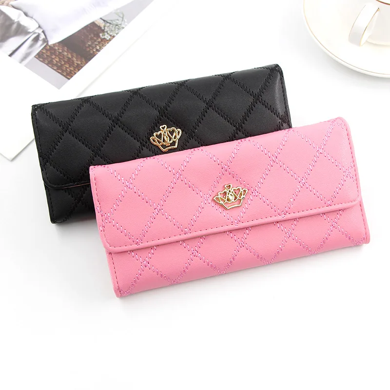 

Womens Wallets Purses Plaid PU Leather Crown Long/short Wallet Hasp Phone Bag Money Coin Pocket Card Holder Female Wallet Purse