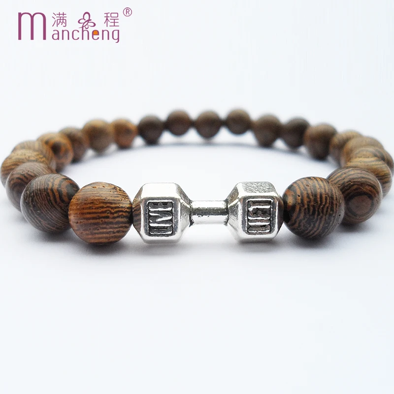 tiki  Natural Wood LIVE LIFT Bracelet Men Balance Meditation Hombre Prayer Beads Wenge Yoga Barbell Bangle Pulsera Millettia