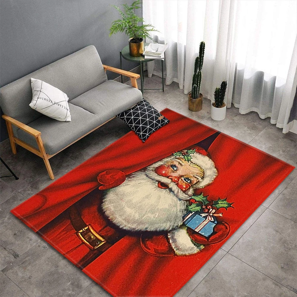 

Merry Christmas 3D Carpet Living Room Area Rug Home Decor Memory Foam Kid Gift Play Rug Snowman Santa Claus Bedroom Kitchen Mats