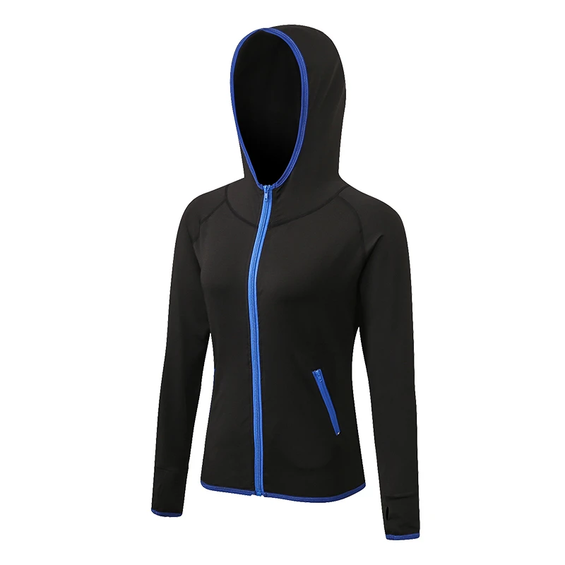 2023 Women Quick Dry Hooded Sports Coat Long-sleeve Breathable Zipper Fitness Top Yoga Jacket Windbreaker Training Sportswear