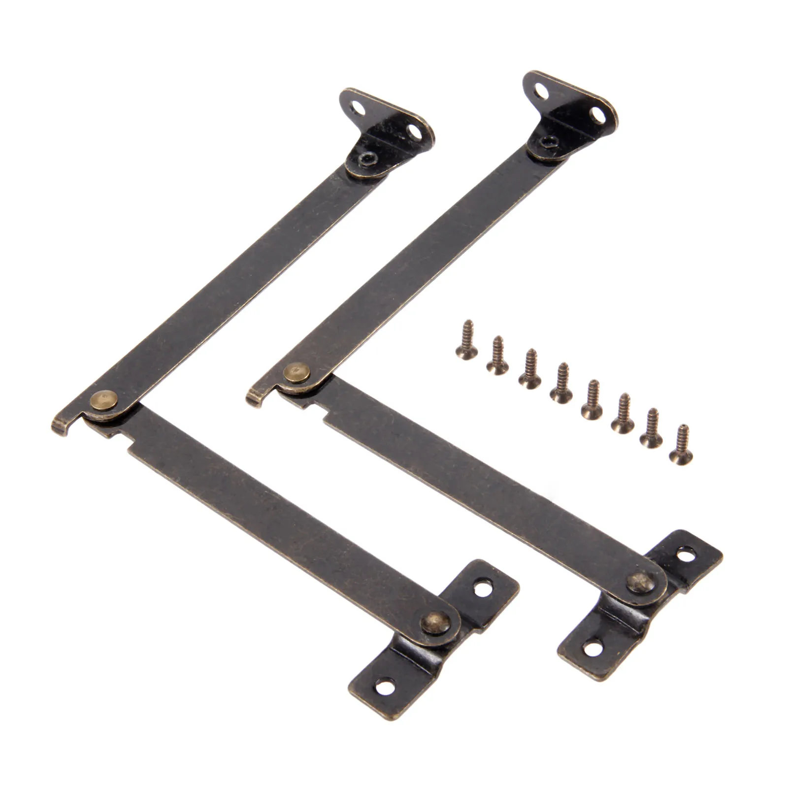 2Pcs Antique Bronze Lid Support Hinges Stay For Box Display Furniture Accessories Cabinet Door Kitchen Cupboard Hinges 108x11mm