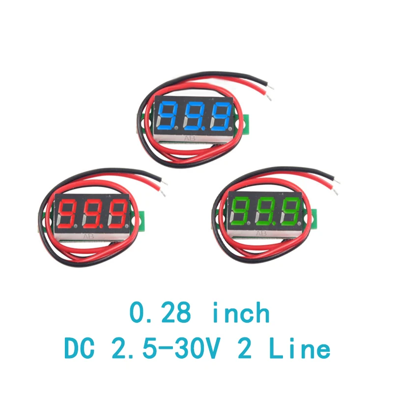 0.28 Inch Red Blue Digital LED Mini Display Module DC2.5V-30V DC0-100V Voltmeter Voltage Tester Panel Meter Gauge Motorcycle Car