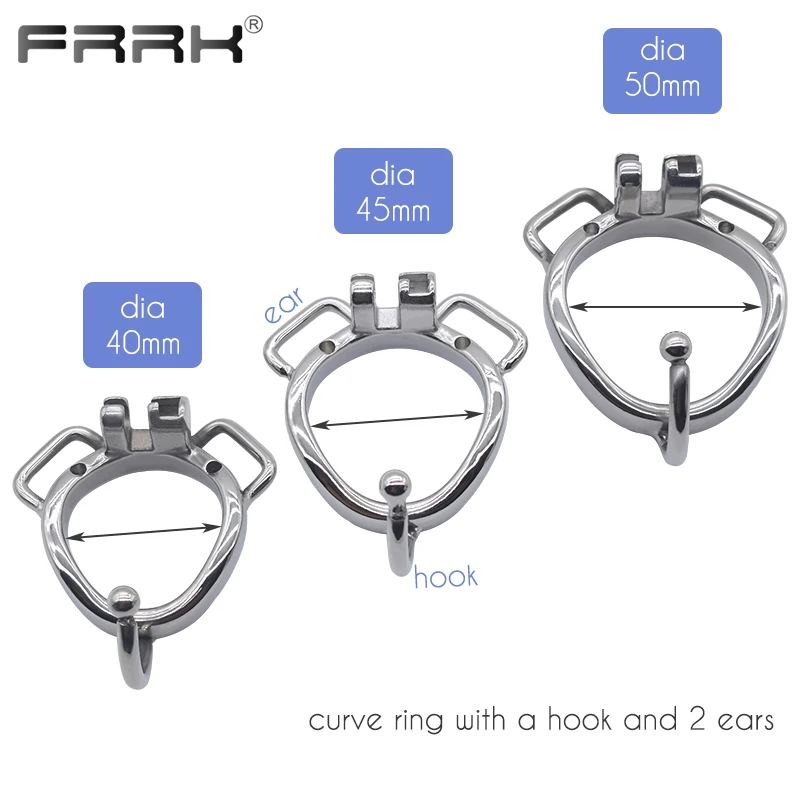 FRRK Large Male Chastity Device Cock Cage Metal Bondage Belt Scrotum Groove Lock Penis Rings Fetish Lockable Sex Toys for Men