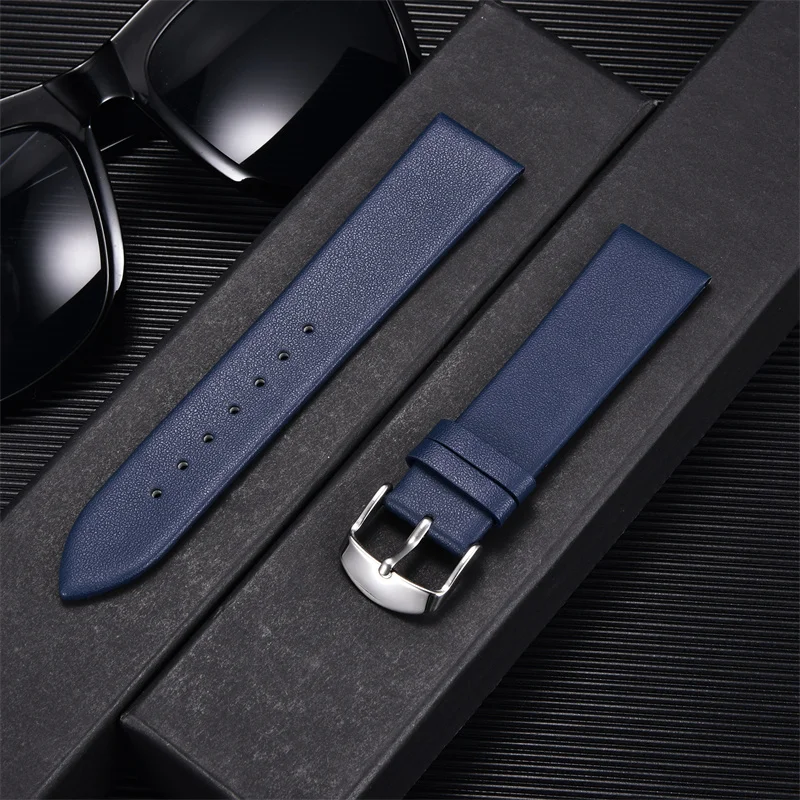 Ultra-thin Soft Calfskin Leather Watch Straps 16mm 18mm 20mm 22mm Watch Accessories Women Men Simple Business Watchbands