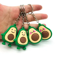 Simulation Fruit Avocado Smile-shaped Keychain 3D Soft Resin Avocado Key Chains Jewelry Fashion Wedding Party Gift