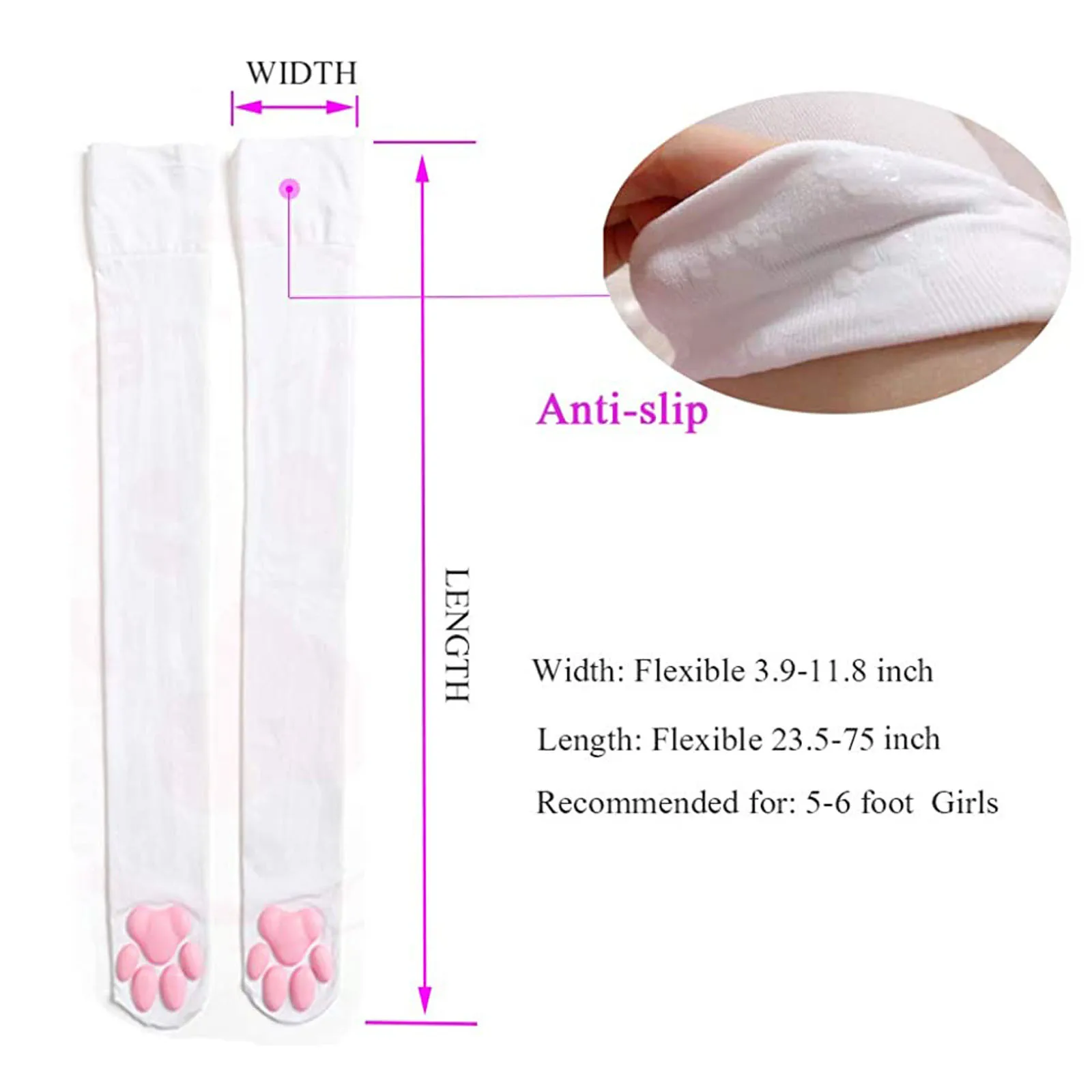 Cat Paw Socks Kawaii 3D Cat Claw Beanies For Women Girls Cute Lolita Cosplay Pawpads Socks Cosplay Cat-Paw-Pad Thigh High Socks