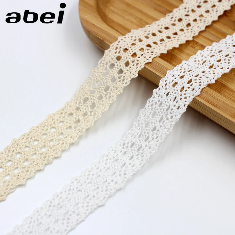 5Yards/Lot White/Beige Cotton Lace Crocheted Lace Ribbon Wedding Party Craft Apparel Sewing Fabric DIY Handmade Accessorie