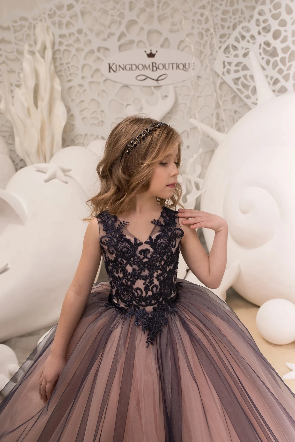 Fatapaese Black Lace Tulle Formele Bloem Meisje Jurk Voor Kinderen Speciale Gelegenheid Bruidsmeisje Party Wedding Pageant Verjaardag Christma