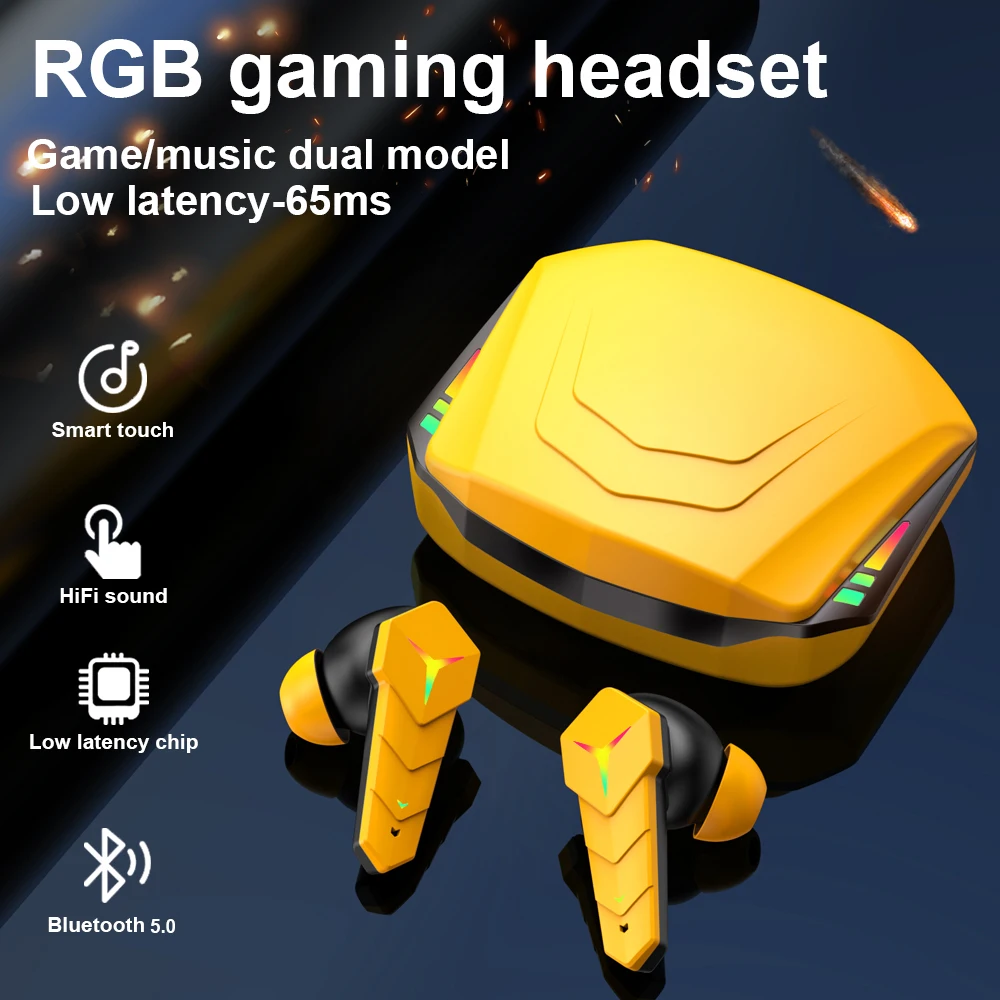 Kingstar TWS Bluetooth 5.0 หูฟังชุดหูฟังสําหรับเล่นเกม 65ms Latency ต่ําหูฟังไร้สายหูฟังสเตอริโอเบส Gamer พร้อมไมโครโฟน