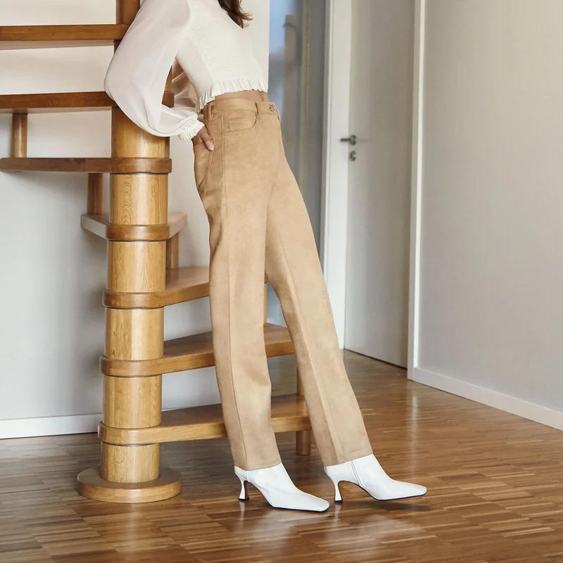 

High-rise Vegan Suede Women Pants