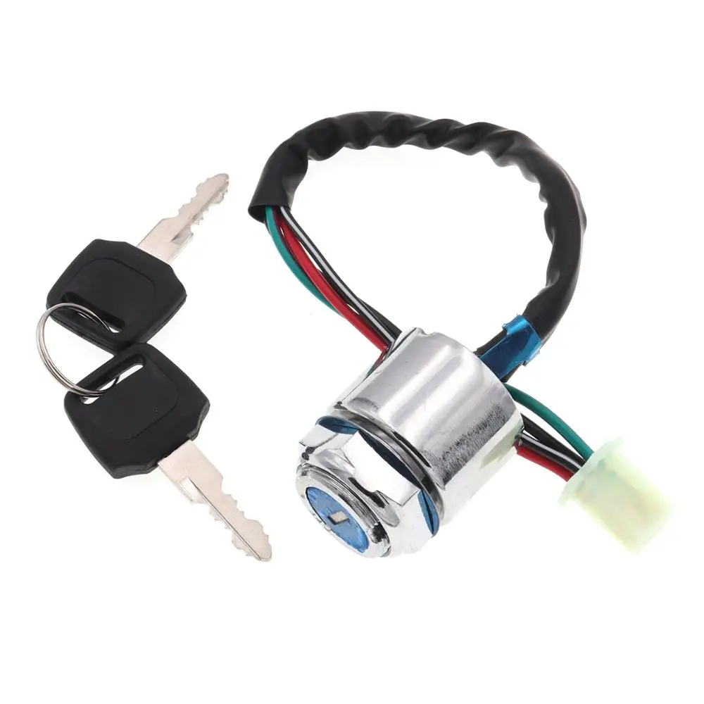 2 Gears 4 Wires Female Plug Motorcycle Ignition Switch with 2 Keys