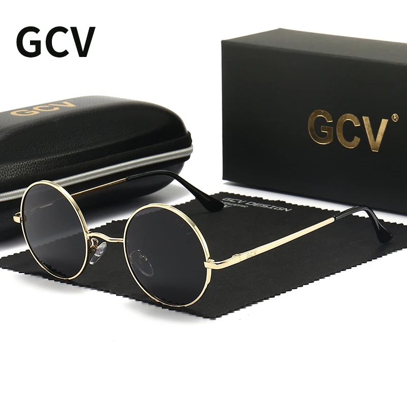 

GCV Brand Copper Alloy Steampunk Round Polarized Sunglasses Vintage Men Women Male Female Sun Glasses Classic UV400 Metal Frame