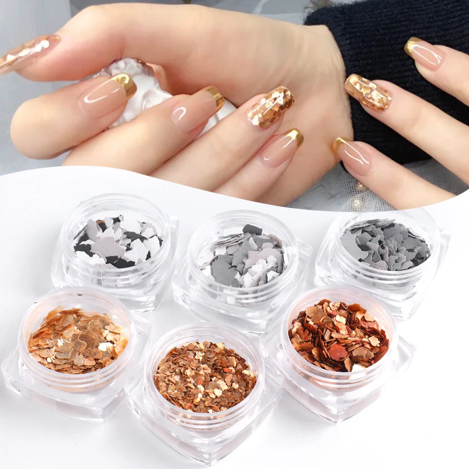 1กล่อง Natural Mica เล็บตกแต่ง Glitter Flakes Ultrac บางเลื่อม Abalone Shell Spangles ฤดูหนาว UV เล็บ NTYMH