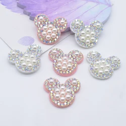 20 sztuk 25*22mm wyściełane Rhinestone i perła kryształowa aplikacja na głowę myszy dla majsterkowiczów ubrania rzemiosło buty kapelusz nakrycia głowy naszywki dekoracyjne E12