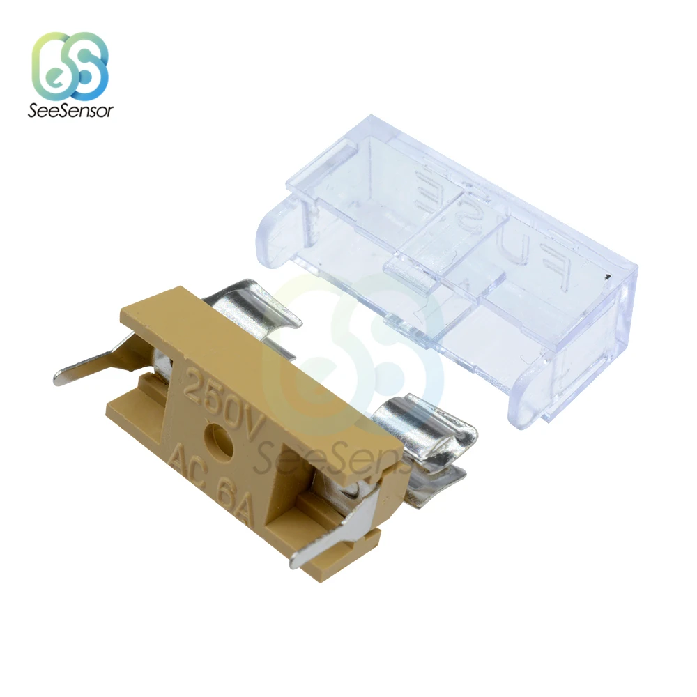 10Pcs/lot 5x20mm 250V 6A Fuse Holders 5X20 Insurance Tube Socket Fuse Holder PCB Panel Mount with Transparent Cover