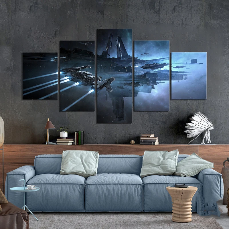 5Pcs EVE Online Video Games Modular Wall Art HD Canvas Posters Pictures Paintings Home Decor Accessories Living Room Decoration