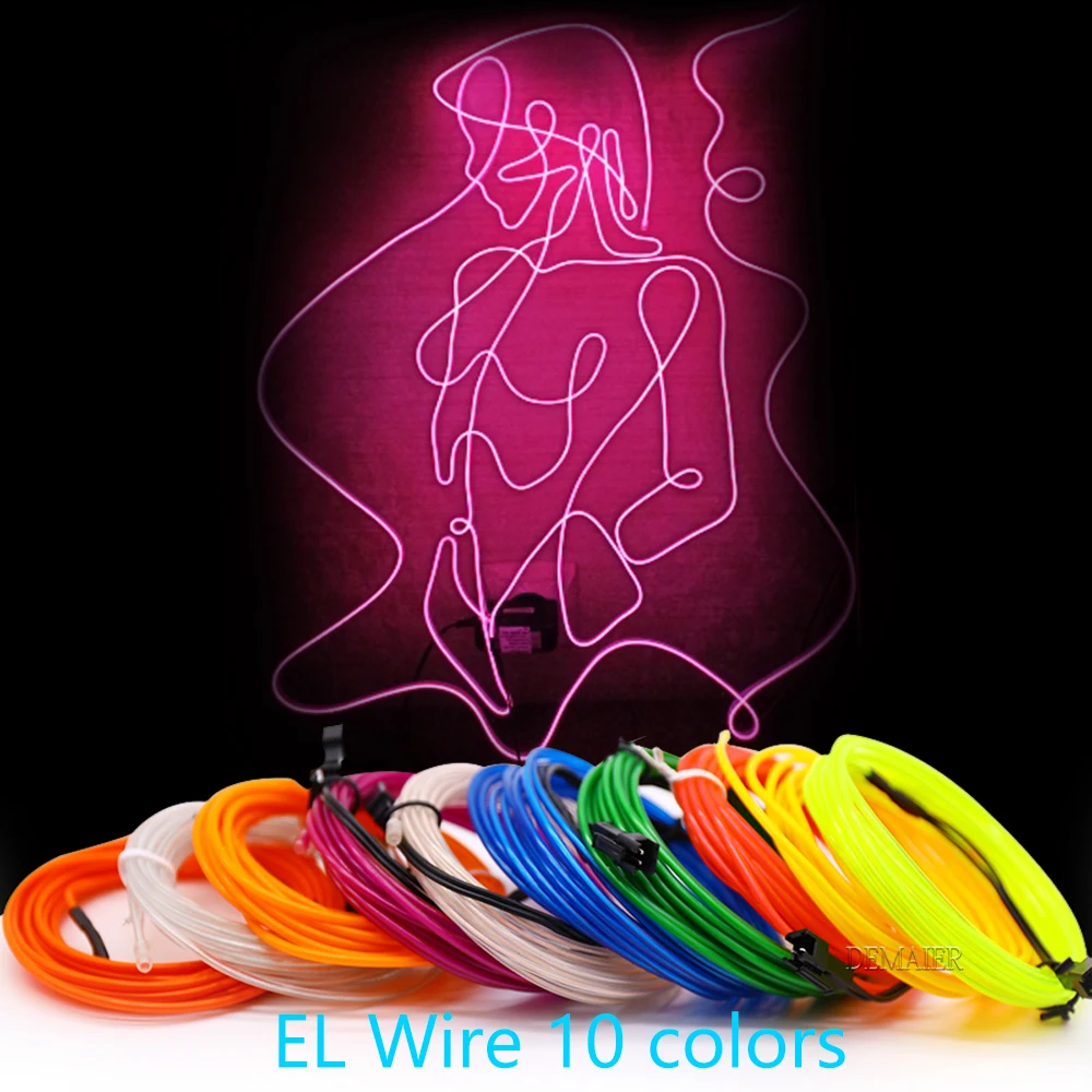 LED Neon Lichter Schuhe Kleidung Auto wasserdichte shape Flexible Neon Licht 1 m/3 m/5 M Glow EL Draht Seil band Kabel Streifen