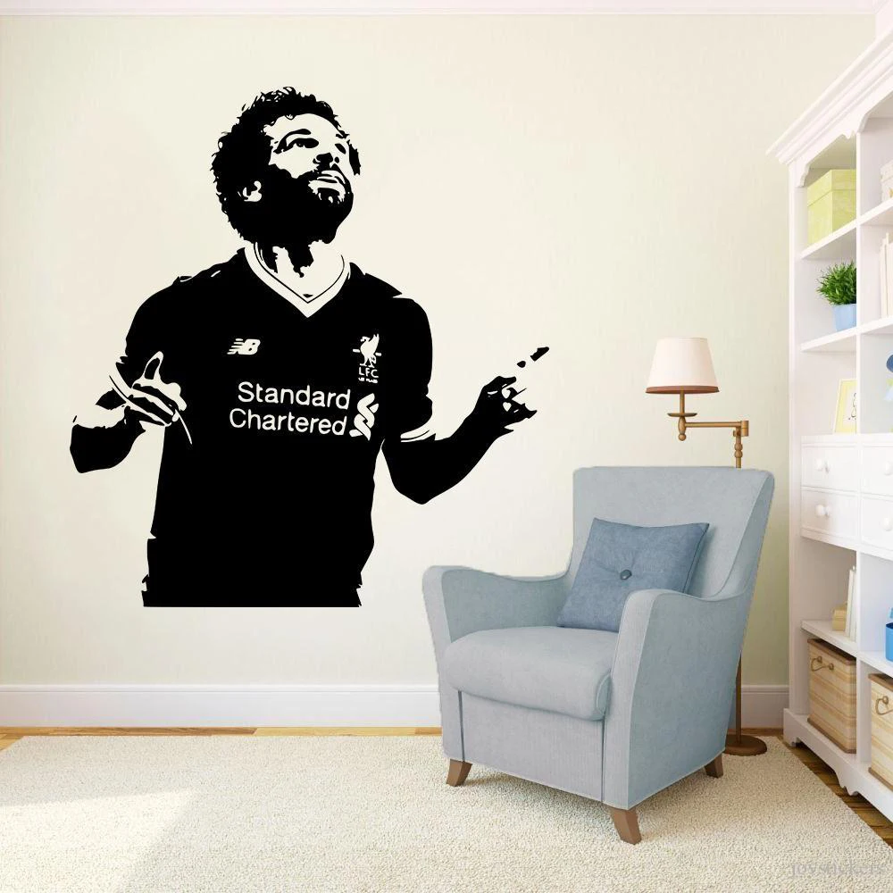 Wall Decal Mohamed Salah Footballer Vinyl Sticker Mural pool Soccer Wallpaper Home Decor Bedroom Art Poster 1280